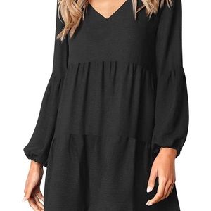 Summer Tunic Dress V Neck Casual Loose Flowy Swing Shift Dress
